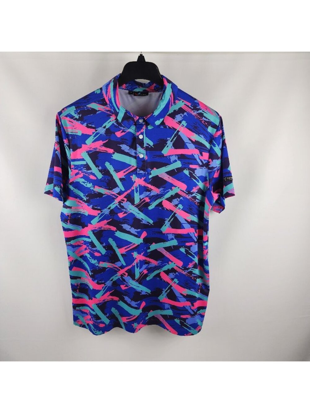 Yatta Golf Shirt Mens Large Multi 8 Track Pattern S/S Golf Polo